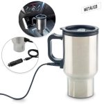 Mug Metalico Warmer 450ml Elaborado en Acero Inoxidable - Negro-silver