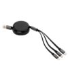 Cable Retráctil de Carga Jack Con 3 Conectores - Negro