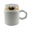 Mug Ceramica Tapa Con Detalles Metalicos Dorados 5 - Blanco