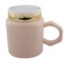 Mug Ceramica Tapa Con Detalles Metalicos Dorados 5 - Rosa