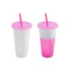 Vaso Plastico Blur Con tapa y Pitillo - Rosa