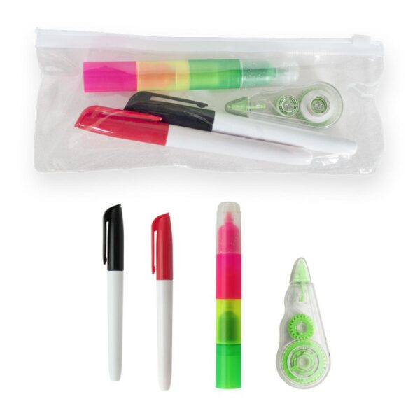 Kit Oficina Cartuchera Marcadores Resaltador Corrector