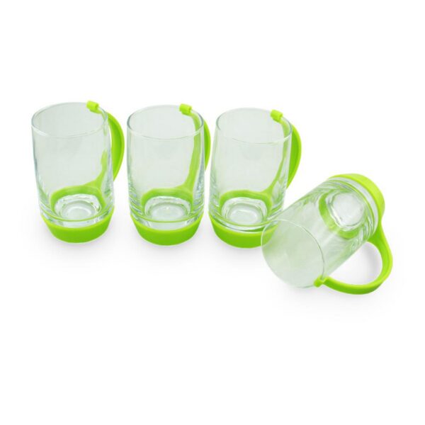 Juego De Vasos En Cristal Diseño Moderno Manija Plastica