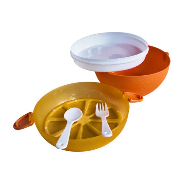 Contenedor Para Fruta Doble Tapa con Cuchara y Tenedor
