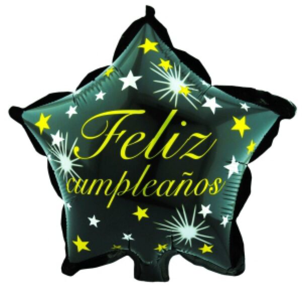 Globo M10" Estrella Feliz Cumpleaños Negro