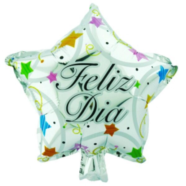 Globo M10" Estrella Feliz Día Plateado