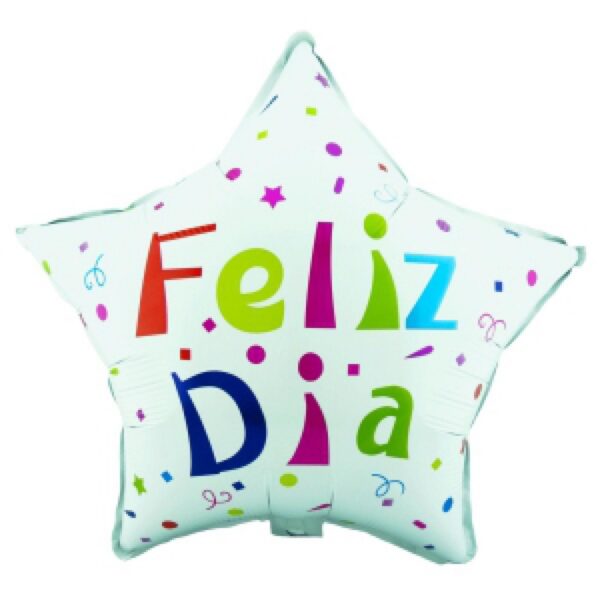 Globo M10" Estrella Feliz Día Blanco