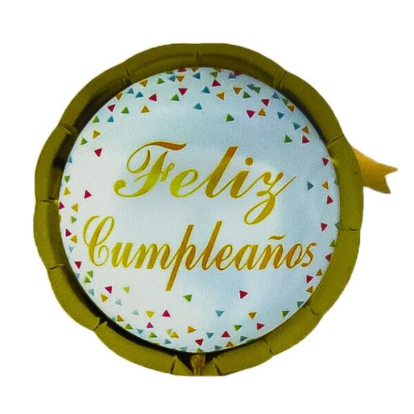 Globo M10" Redondo Feliz Cumpleaños Dorado