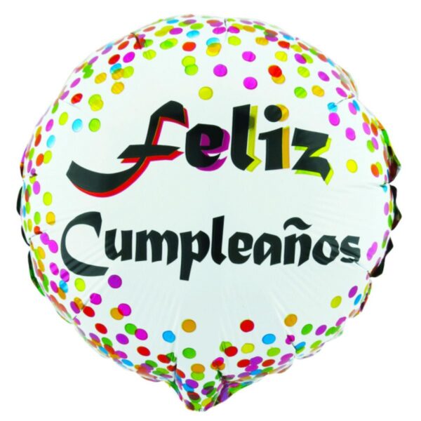 Globo M10" Redondo Feliz Cumpleaños Blanco