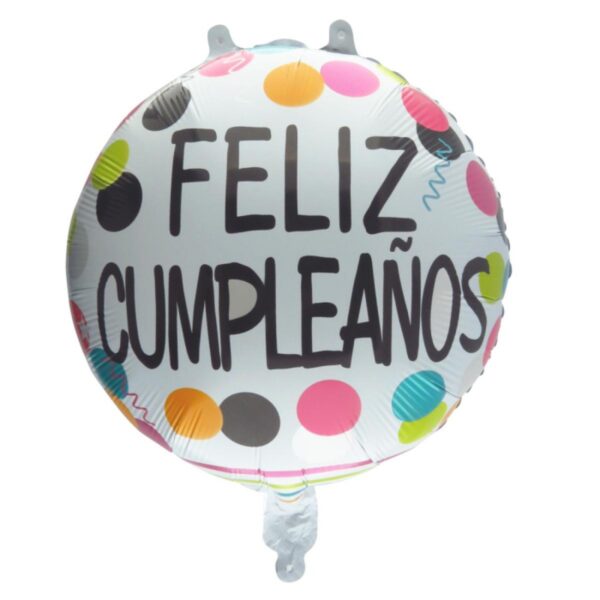 Globo M18" Circulo Feliz Cumpleaños Blanco