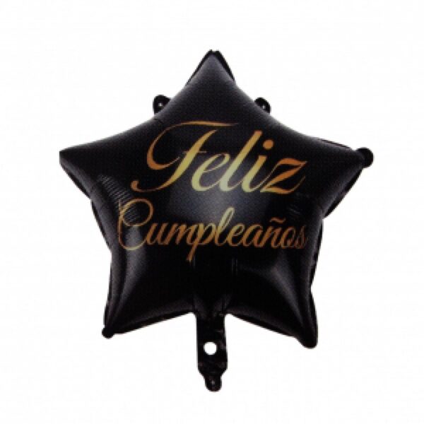 Globo M18" Estrella Feliz Cumpleaños Negro