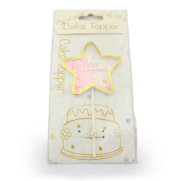 Adorno para Torta Feliz Cumpleaños en Forma de Estrella