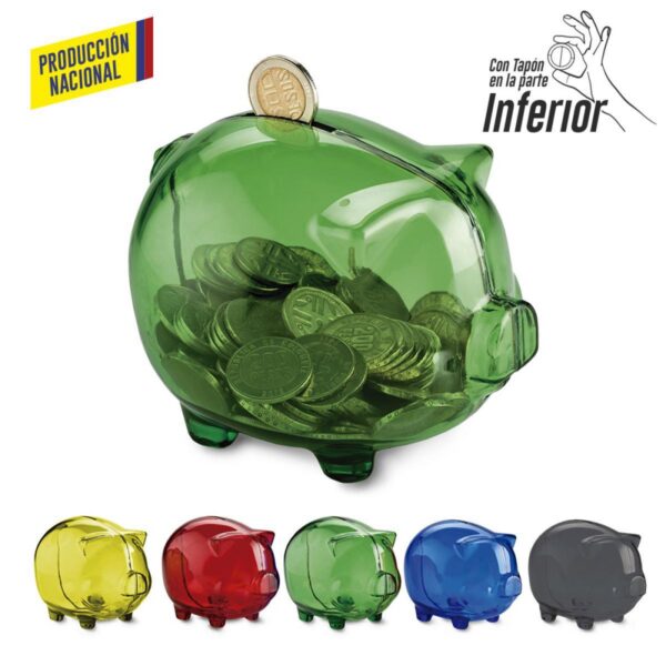 Alcancia Con Diseño De Marranito Plastico Transparente