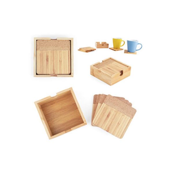 Set De Portavasos en Bambú con estuche
