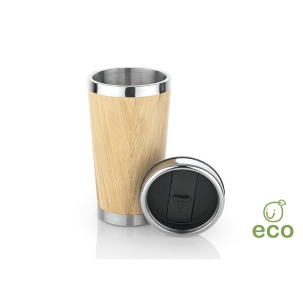 Vaso Mug en Acero Inoxidable y Pared Externa en Bambú