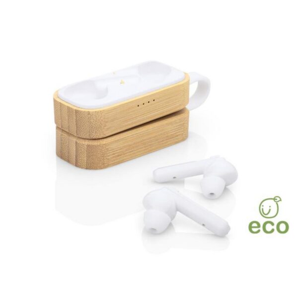 Auriculares Audifonos Inalambricos con Cargador en Bambú