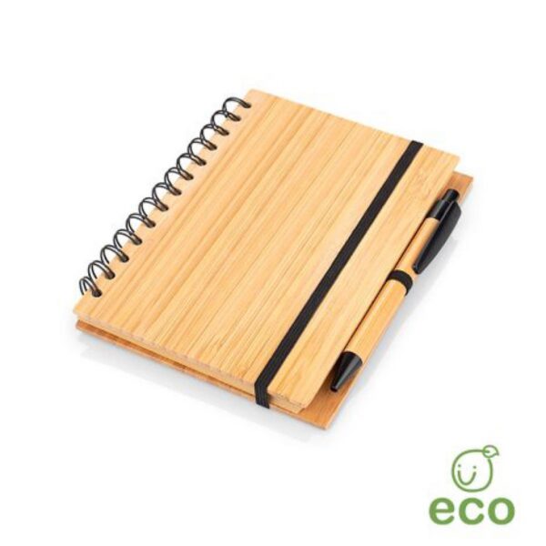 Libreta Cuaderno Argollado con Boligrafo Bambú