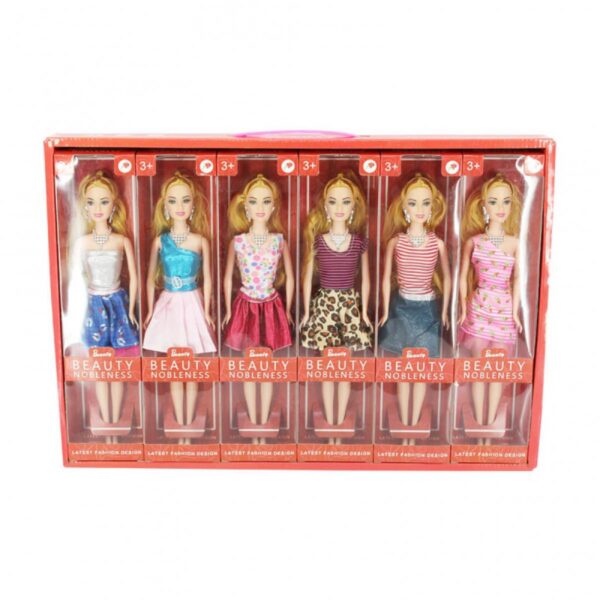 Set de 6 Muñeca Doncella Fashion en Plastico