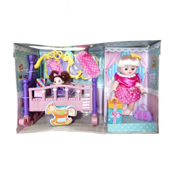 Muñeca Baby con Cuna y Accesorios Plastico