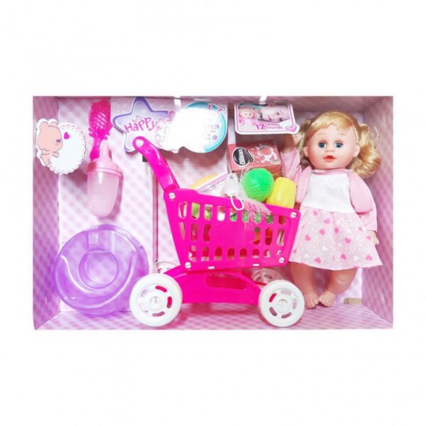 Muñeca Fashion Con Carrito de Mercado Plastico