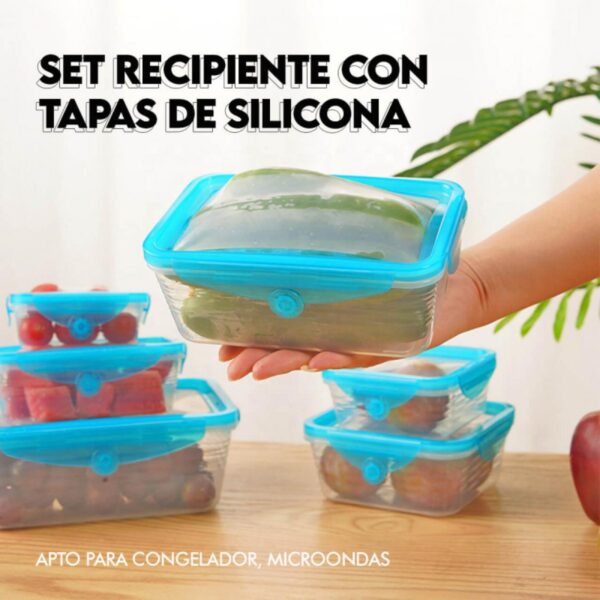 Set Recipientes Con Tapa En Silicona