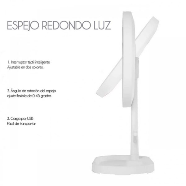 Espejo Redondo Luz Led 3 modos de Iluminacion