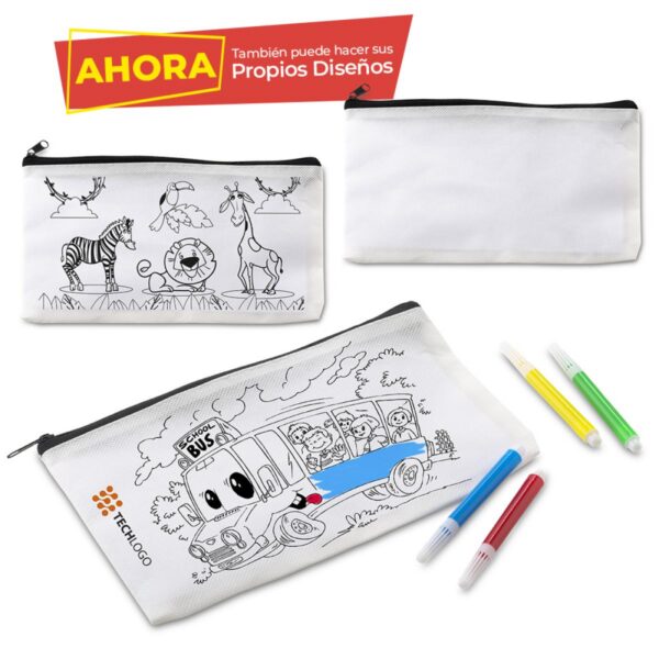 Cartuchera Cambrel kidz Para Colorear 4 Marcadores