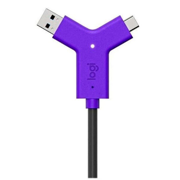 Multipuerto Switch Logitech USB tipo A y tipo C Morado