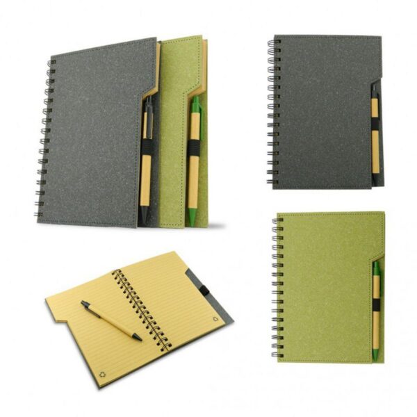 Agenda Ecologica Carton Hojas Rayadas y Esfero Ecologico