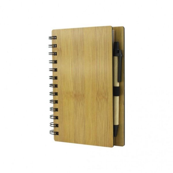 Libreta Agenda Ecologica Tapa Bambú con Esfero y Notas