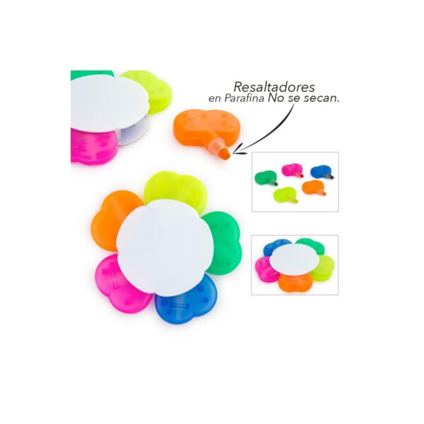 Set 5 Resaltadores gel diferentes colores Forma de Flor