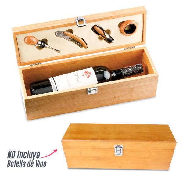 Set de Vino 4 Utensilios Elaborado en Bambú II