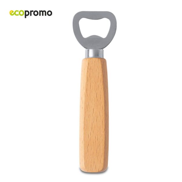 Destapador Abre Botellas en Acero Inoxidable y Madera