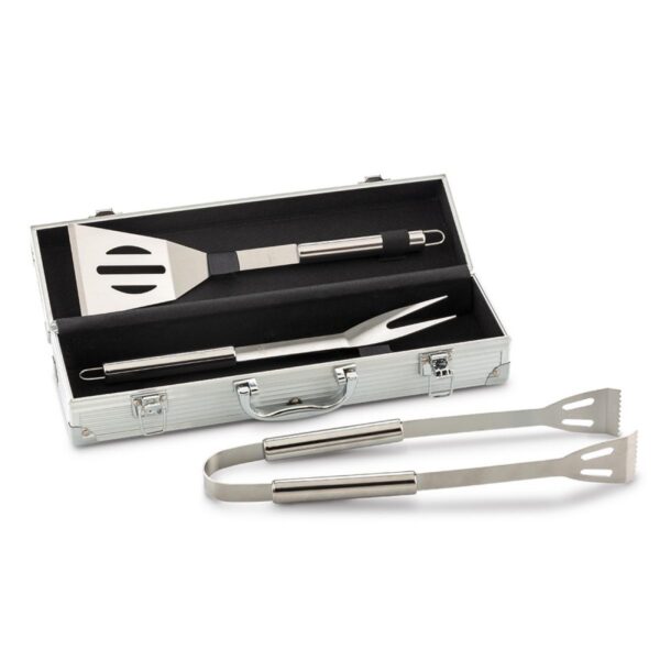 Set BBQ Novak Caja de aluminio trinche espátula y pinzas