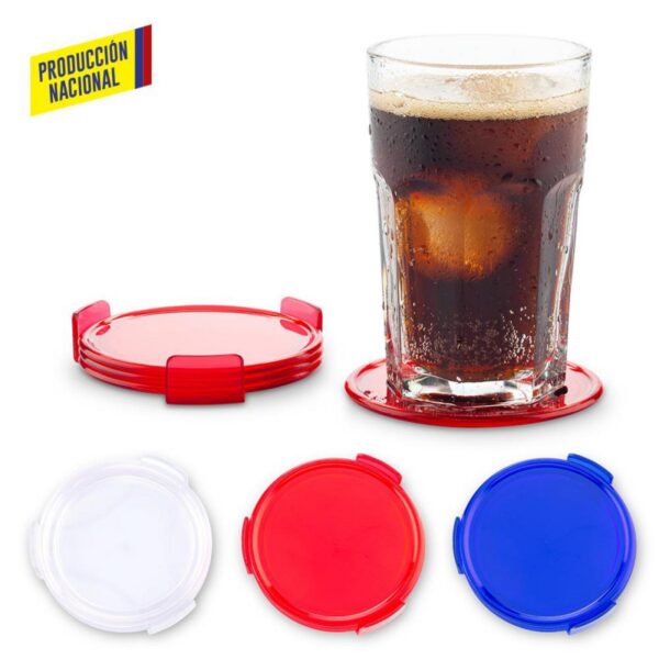 Juego Con 4 Portavasos Circular Plastico Incluye Base