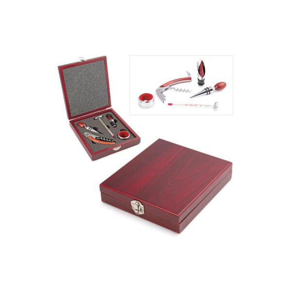 Caja En Madera Con 5 Accesorios Set De Bar