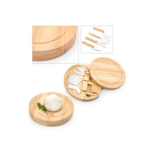 Set de Quesos Roquefort 4 Cuchillos y Tabla En Madera
