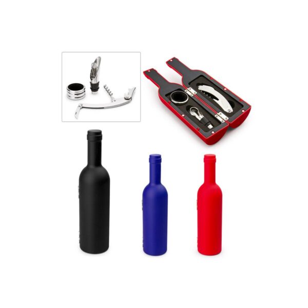 Set Vino Bottle 3 Accesorios Elaborado ABS Acabado Goma