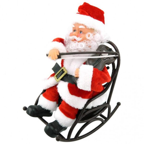 Muñeco Papa Noel con Violin y Silla Mesedora
