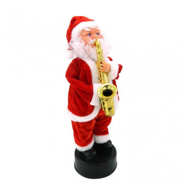 Decoracion Muñeco Papa Noel Musical Trompeta Alto 40Cm