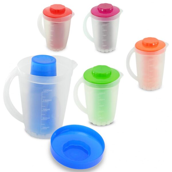 Jarra Todo en Uno Plastico Incluye 6 Vasos y Tapa
