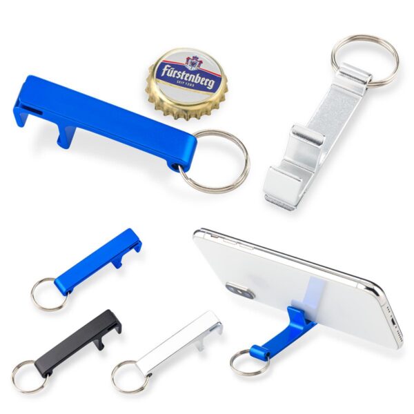 Llavero Destapador Holder con Portacelular en Aluminio