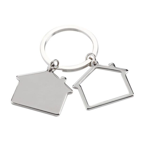 Llavero Silver Metalico Con Colgantes En Forma De Casa