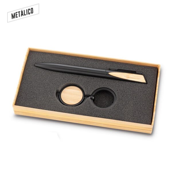 Set de bolígrafo metálico Llavero Caja Individual