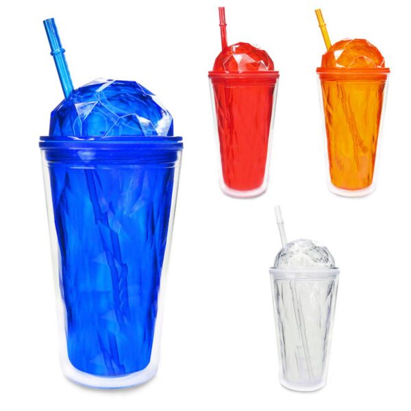 Vaso Pitillo Plastico Diamond 470ml Doble Pared