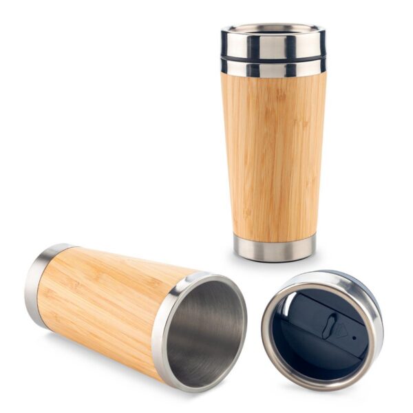 Vaso Mug Metalico con Exterior Elaborado en Bambú 500ml