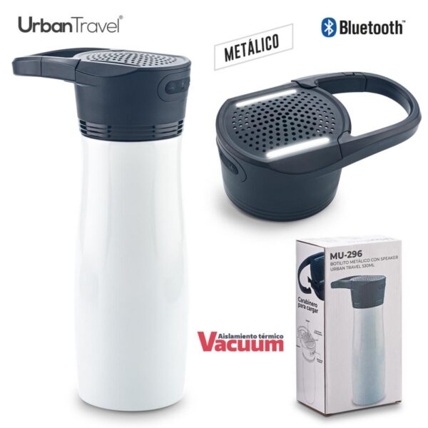 Botella Botilito Metalico con Speaker Urban Travel 530ml