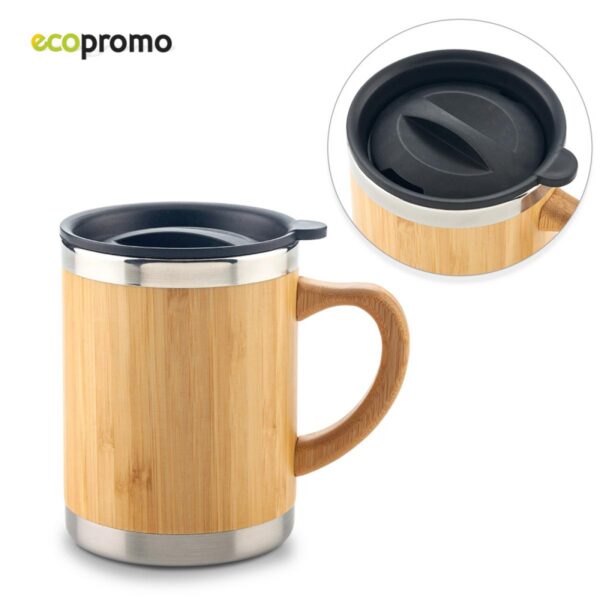 Vaso Mug Metalico Elaborado en Bambú Eco 300ml