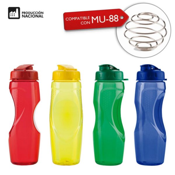 Botella Botilito Pvc Helice 650Ml Tapa Rosca Pestaña