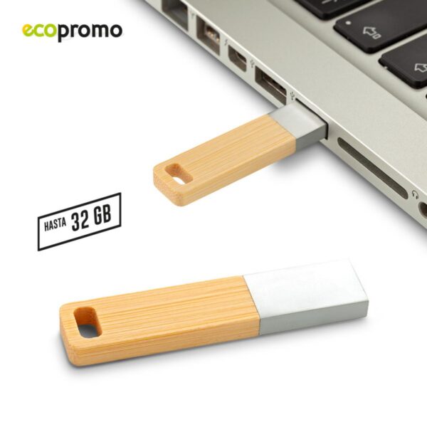 Memoria Usb Mini Bambú y tapa Metalica